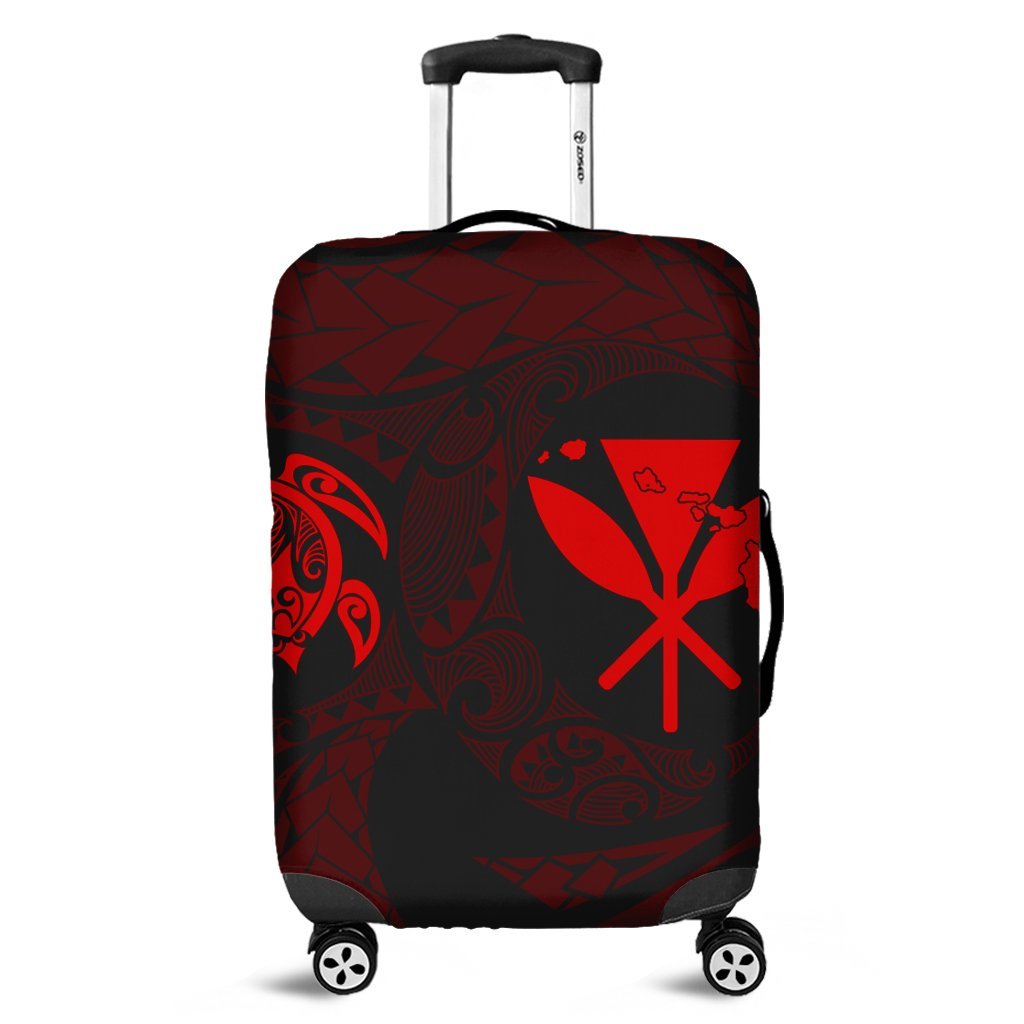 Hawaiian Kanaka Turtle Polynesian Luggage Covers Red AH Black - Polynesian Pride