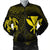 Hawaiian Kanaka Turtle Polynesian Bomber Jacket Yellow AH Black Unisex - Polynesian Pride