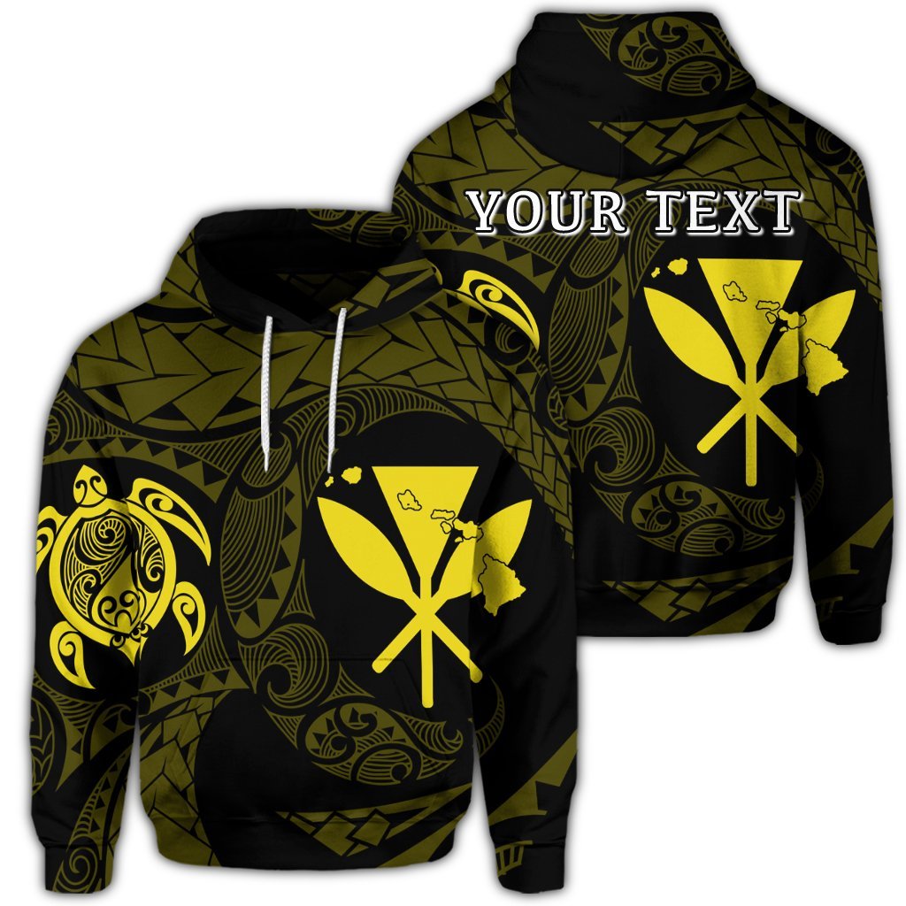 Custom Hawaiian Kanaka Turtle Polynesian Hoodie Yellow Unisex Art - Polynesian Pride