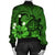 Hawaiian Map Big Turtle Hibiscus Plumeria Tribal Polynesian Bomber Jacket - Green - AH - Polynesian Pride