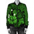 Hawaiian Map Big Turtle Hibiscus Plumeria Tribal Polynesian Bomber Jacket - Green - AH - Polynesian Pride