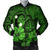 Hawaiian Map Big Turtle Hibiscus Plumeria Tribal Polynesian Bomber Jacket - Green - AH Black Unisex - Polynesian Pride