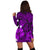 Hawaiian Map Big Turtle Hibiscus Plumeria Tribal Polynesian Hoodie Dress - Purple - AH - Polynesian Pride