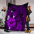 Hawaiian Map Big Turtle Hibiscus Plumeria Tribal Polynesian Premium Blankets - Purple - AH - Polynesian Pride