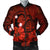 Hawaiian Map Big Turtle Hibiscus Plumeria Tribal Polynesian Bomber Jacket - Red - AH Black Unisex - Polynesian Pride