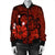 Hawaiian Map Big Turtle Hibiscus Plumeria Tribal Polynesian Bomber Jacket - Red - AH - Polynesian Pride