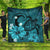 Hawaiian Map Big Turtle Hibiscus Plumeria Tribal Polynesian Premium Quilts - Turquoise - AH Black - Polynesian Pride