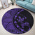 Hawaiian Map Gecko Tattoo Kakau Polynesian Round Carpet Purple AH - Polynesian Pride