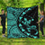 Hawaiian Map Gecko Tattoo Kakau Polynesian Premium Quilts Turquoise AH Black - Polynesian Pride