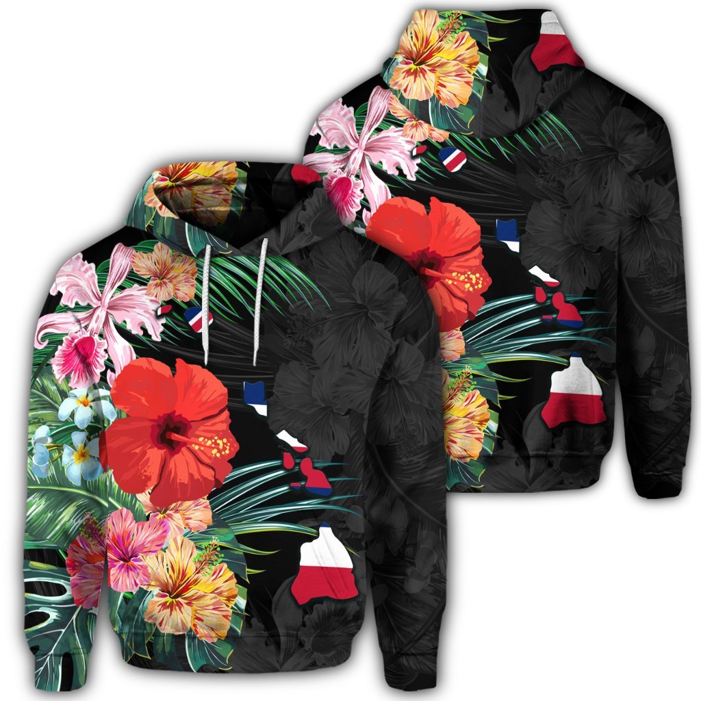 Hawaiian Map Hawaiian Flag Hibiscus Polynesian Hoodie Art - Polynesian Pride