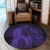 Hawaiian Map Heart Hula Girl Hibiscus Purple Polynesian Round Carpet - AH - Polynesian Pride