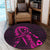 Hawaiian Map Heart Ribbon Cancer Hibiscus Pink Polynesian Round Carpet - AH - Polynesian Pride