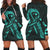 Hawaiian Map Heart Ribbon Cancer Hibiscus Turquoise Polynesian Hoodie Dress - AH Black - Polynesian Pride