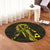 Hawaiian Map Heart Ribbon Cancer Hibiscus Yellow Polynesian Round Carpet - AH - Polynesian Pride