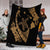 Hawaiian Map Hibiscus Turtle Fish Hook Polynesian Premium Blankets Gold - AH - Polynesian Pride