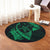 Hawaiian Map Hibiscus Turtle Fish Hook Polynesian Round Carpet Green - AH - Polynesian Pride