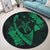 Hawaiian Map Hibiscus Turtle Fish Hook Polynesian Round Carpet Green - AH - Polynesian Pride