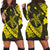 Hawaiian Map Hibiscus Turtle Fish Hook Polynesian Hoodie Dress Yellow - AH Black - Polynesian Pride