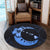 Hawaiian Map Hibiscus Turtle Polynesian Moon Round Carpet Blue - AH - Polynesian Pride