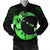 Hawaiian Map Hibiscus Turtle Polynesian Moon Bomber Jacket Green - AH Black Unisex - Polynesian Pride