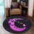 Hawaiian Map Hibiscus Turtle Polynesian Moon Round Carpet Pink - AH - Polynesian Pride