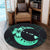 Hawaiian Map Hibiscus Turtle Polynesian Moon Round Carpet Turquoise - AH - Polynesian Pride