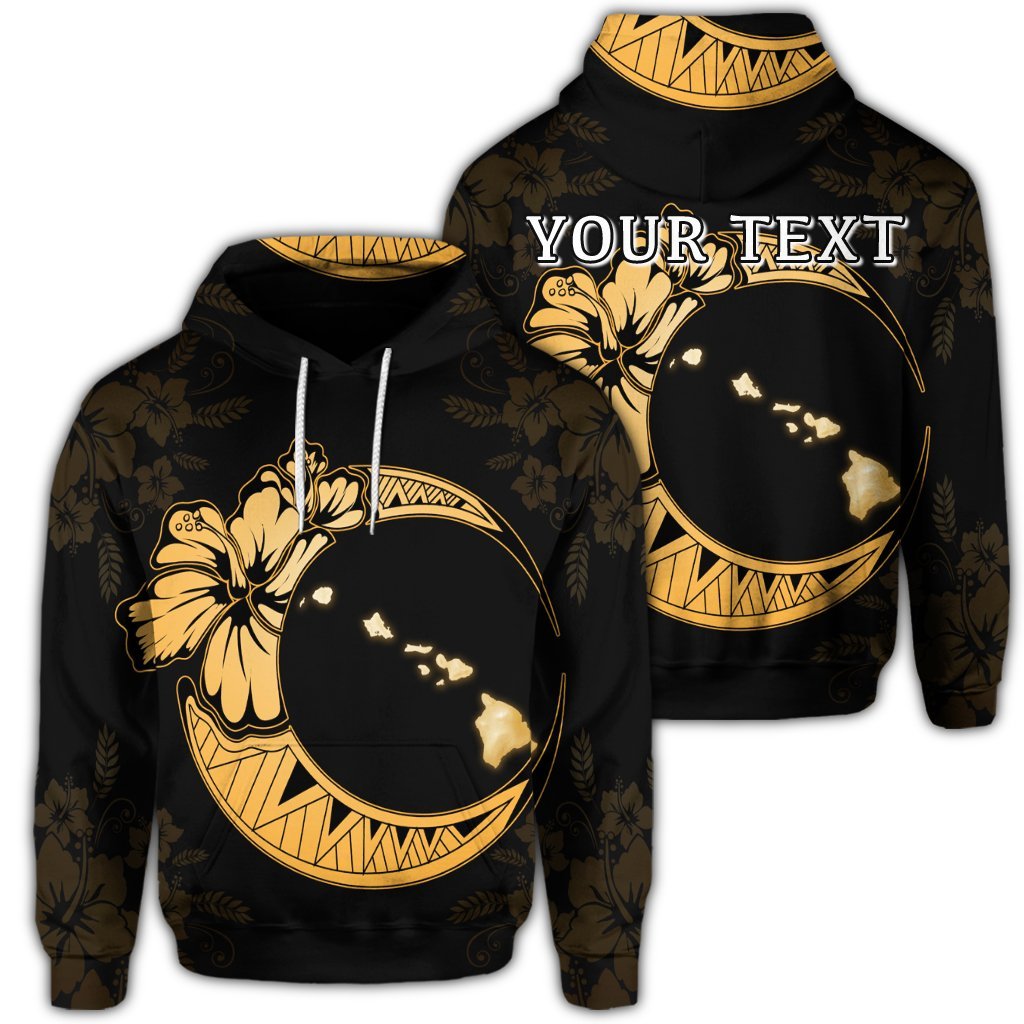 Custom Hawaiian Map Hibiscus Turtle Polynesian Moon Hoodie Yellow Unisex Art - Polynesian Pride