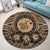 Hawaiian Map Honu Hibiscus Tropic Gold Polynesian Round Carpet - AH - Polynesian Pride