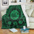 Hawaiian Map Honu Hibiscus Tropic Green Polynesian Premium Blankets - AH White - Polynesian Pride