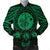 Hawaiian Map Honu Hibiscus Tropic Green Polynesian Bomber Jacket - AH Black Unisex - Polynesian Pride