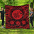 Hawaiian Map Honu Hibiscus Tropic Red Polynesian Premium Quilts - AH Black - Polynesian Pride