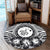 Hawaiian Map Honu Hibiscus Tropic White Polynesian Round Carpet - AH - Polynesian Pride