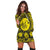 Hawaiian Map Honu Hibiscus Tropic Yellow Polynesian Hoodie Dress - AH - Polynesian Pride