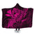 Hawaiian Map Hula Girl Hibiscus Kanaka Polynesian Hooded Blanket - Pink - AH Hooded Blanket White - Polynesian Pride