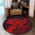 Hawaiian Map Hula Girl Hibiscus Kanaka Polynesian Round Carpet - Red - AH - Polynesian Pride