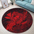 Hawaiian Map Hula Girl Hibiscus Kanaka Polynesian Round Carpet - Red - AH - Polynesian Pride