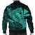 Hawaiian Map Hula Girl Hibiscus Kanaka Polynesian Bomber Jacket - Turquoise - AH - Polynesian Pride