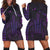 Hawaiian Map Kakau Turtle Polynesian Hoodie Dress - Purple - AH Black - Polynesian Pride