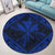 Hawaiian Map Kanaka Hibiscus Blue Polynesian Round Carpet - AH - Polynesian Pride