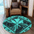 Hawaiian Map Kanaka Hibiscus Turquoise Polynesian Round Carpet - AH - Polynesian Pride