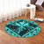 Hawaiian Map Kanaka Hibiscus Turquoise Polynesian Round Carpet - AH - Polynesian Pride