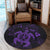 Hawaiian Map Kanaka Hibiscus Turtle Purple Polynesian Round Carpet - AH - Polynesian Pride