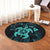 Hawaiian Map Kanaka Hibiscus Turtle Turquoise Polynesian Round Carpet - AH - Polynesian Pride