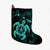 Hawaiian Map Kanaka Hibiscus Turtle Turquoise Polynesian Christmas Stocking - AH Christmas Stocking 26 X 42 cm Black - Polynesian Pride