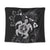 Hawaiian Map Kanaka Hibiscus Turtle White Polynesian Tapestry - AH Wall Tapestry Black - Polynesian Pride