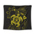 Hawaiian Map Kanaka Hibiscus Turtle Yellow Polynesian Tapestry - AH Wall Tapestry Black - Polynesian Pride