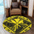 Hawaiian Map Kanaka Hibiscus Yellow Polynesian Round Carpet - AH - Polynesian Pride