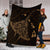 Hawaiian Map Kanaka Manta Ray Polynesian Premium Blankets Gold - AH - Polynesian Pride