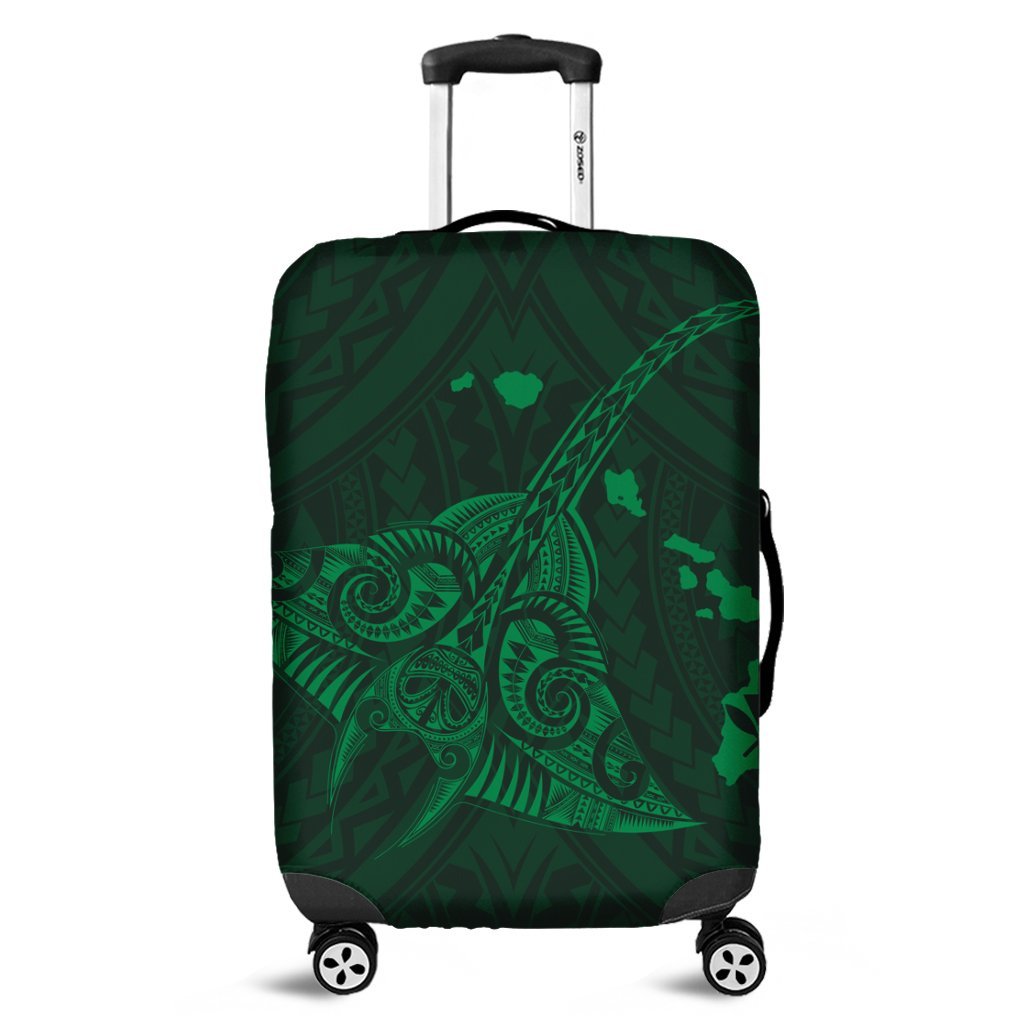 Hawaiian Map Kanaka Manta Ray Polynesian Luggage Covers Green - AH Black - Polynesian Pride