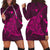 Hawaiian Map Kanaka Manta Ray Polynesian Hoodie Dress Pink - AH Black - Polynesian Pride